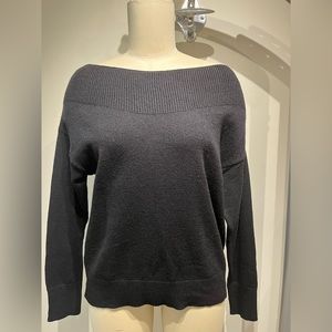 BRAND NEW black knit on-shoulder boat neck sweater